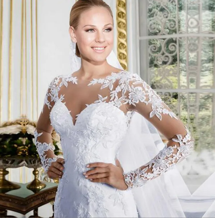 Bride-Bridal-Gowns-Sexy-Lace-Mermaid-Wedding-Dress-Long-Sleeve-Vestido-De-Noiva-Elegant-Court-Train