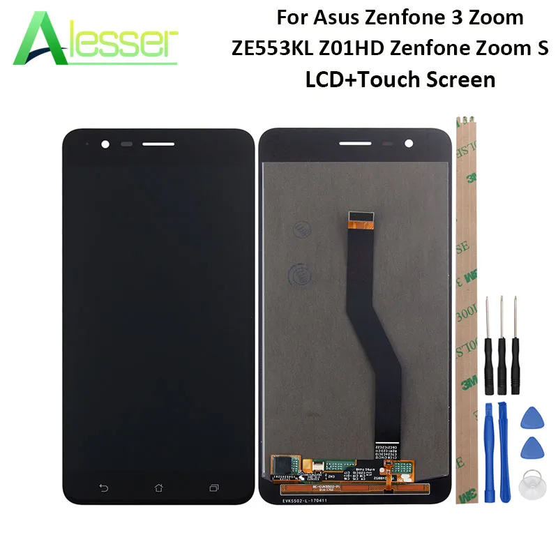 

Alesser For Asus Zenfone 3 Zoom ZE553KL Z01HD LCD Display Touch Screen Digitizer For Zenfone Zoom S Phone +Tools Adhesive 5.5''