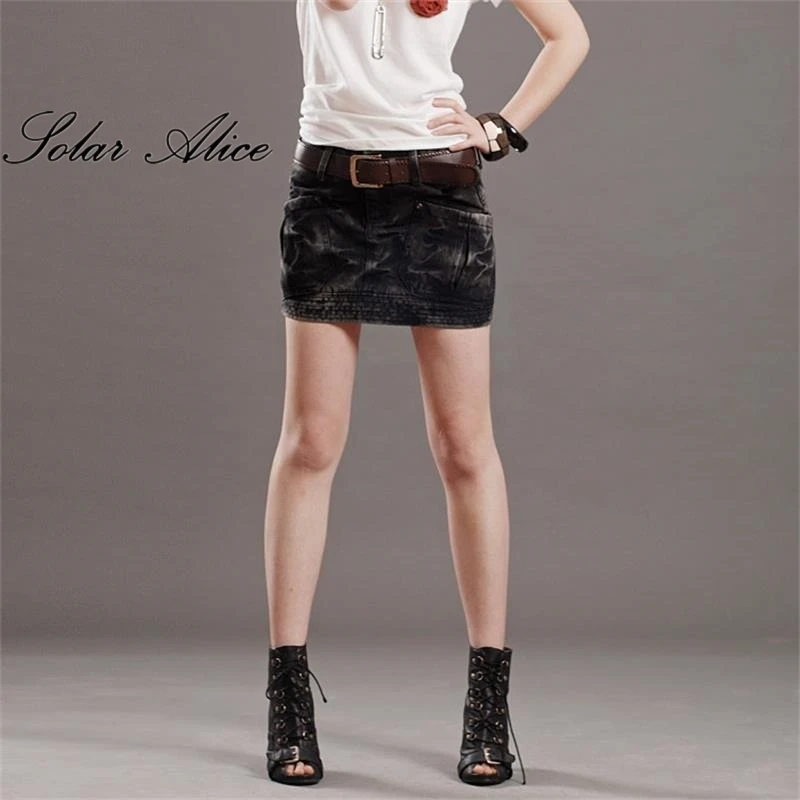 midi skirt Free Shipping 2022 New Fashion Autumn Summer Women Clothing Girls Denim Washed Black Jeans Skirt Above Knee Straight Mini Skirt black pencil skirt