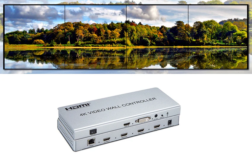 Video wall controller 2x2 1 HDMI/DVI Input 4 HDMI Output 4K TV Processor Images Stitching 4 TV Shows a Screen Splicing