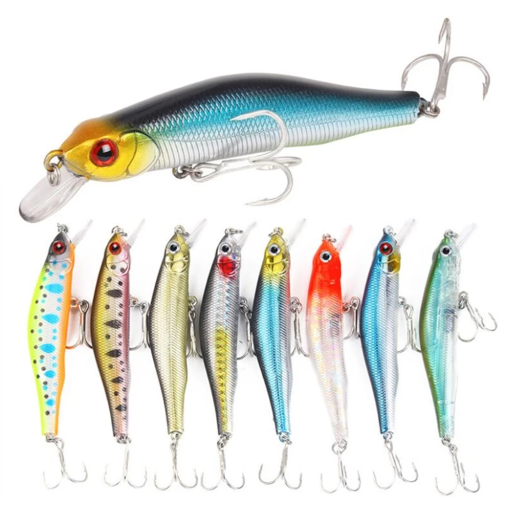 

1pcs Crank Minnow Fishing Lure 8.2g 8cm 3D Eyes Hard Artificial Bait Pesca Fishing Wobblers carp Fishing Tackle peche 6# Hooks