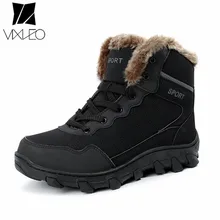 VIXLEO Men Shoes Winter Fashion Vintage Style Male High Top Leather Warm Fur Snow Boots Shoes Mrtin Boots High-Cut Casual Shoes
