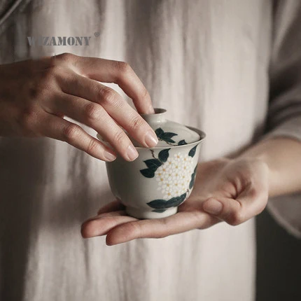 WIZAMONY 180 мл семейный чайный набор Gaiwan чашка чаша Ручная Роспись Цзиндэчжэнь