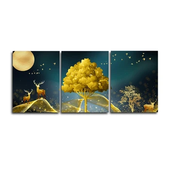 

Elk Moon Scenery Wall Picture Poster Print Canvas Painting Calligraphy Decor for Living Room Bedroom Home Decor Frameless