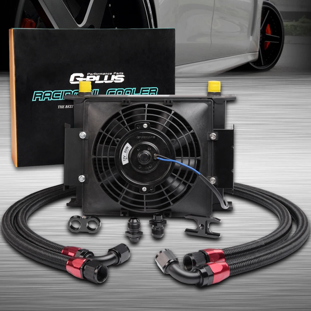 Universal 25 Row AN 10AN Engine Transmission Oil Cooler +7" Electric