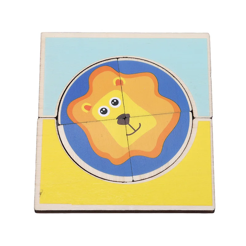 1Set Baby Early Learning Toys Cartoon Animal Shape Matching Cognitive Game Popular Wooden Puzzle Toy