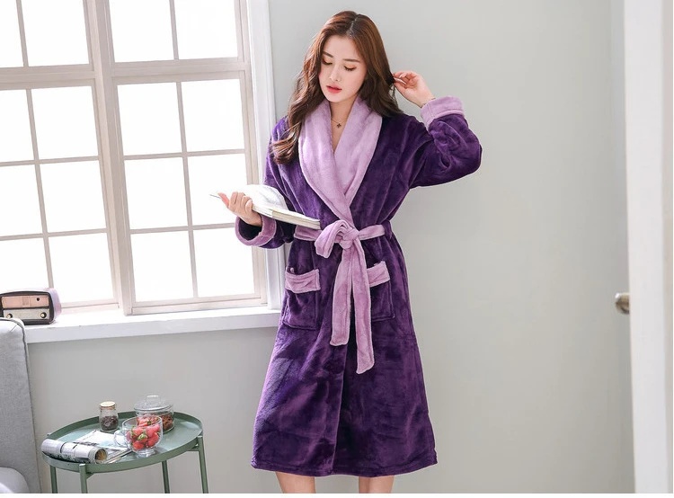 CAVME 6XL размера плюс зимняя Фланелевая пижама; банный халат для Для женщин Femme женские халаты; теплая одежда для сна Ночное платье 70-135 кг