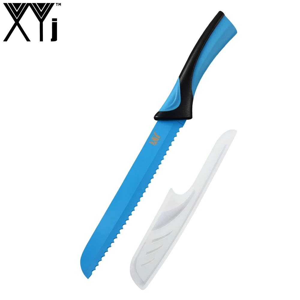 XYj 8 inch Stainless Steel Blade Serrated Bread Knife Good Quality Blue