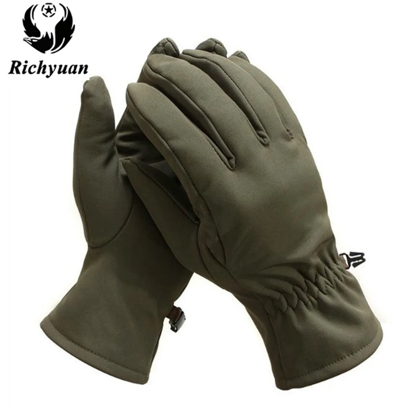 

Richyuan Outdoor Tactical Shark Skin Soft Shell Camouflage Gloves Winter Unisex Warm Waterproof Windproof Fleece Gloves