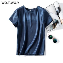 WOTWOY Кнопка яркие тканые футболки женские летние Повседневное тонкий хлопок футболка с короткими руками женские цвет: желтый, белый; о до образный вырез;