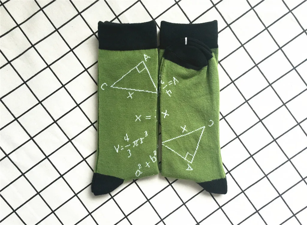 Формуле Носки с рисунком формула с тригонометрическими фигурами, функция персонализированные удобные зеленые забавная Новинка пары хлопковые носки Skarpetki