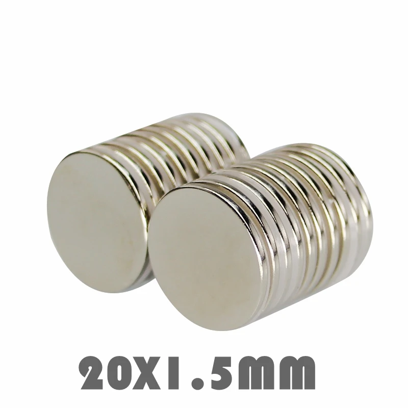 

10/30/100P 20x1.5 mm Neodymium Magnet Strong Round Magnet N35 20*1.5mm Search Magnet Rare Earth Magnets For Crafts Gallium Metal