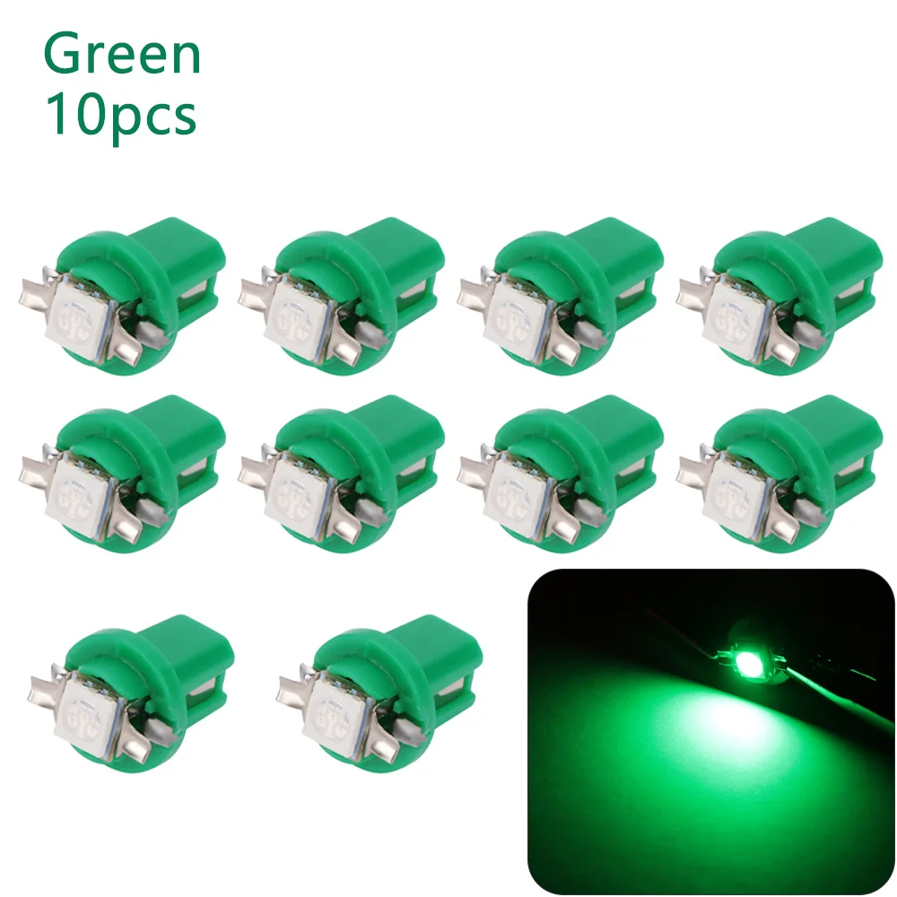 10Pcs LED Light Car Gauge Speed Dash Bulb Dashboard instrument Light Wedge Interior Lamp B8.5D 509T B8.5 5050 Led 1 SMD T5 Lamp