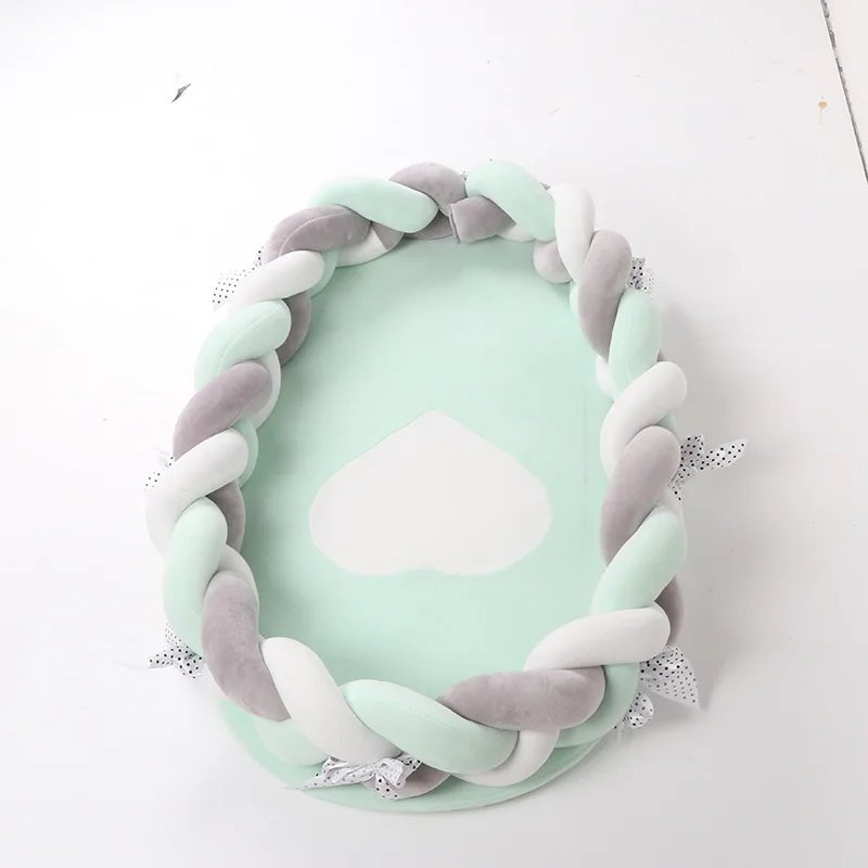 2pcs Baby Bed Bumper Handmade Knot Newborn Crib Bumper Mattress Portable Knotted Braid Pillow Infan