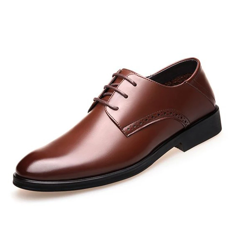 

Tie Round Shallow mouth Comfortable Rubber bottom Men's real leather business and casual black leather shoes