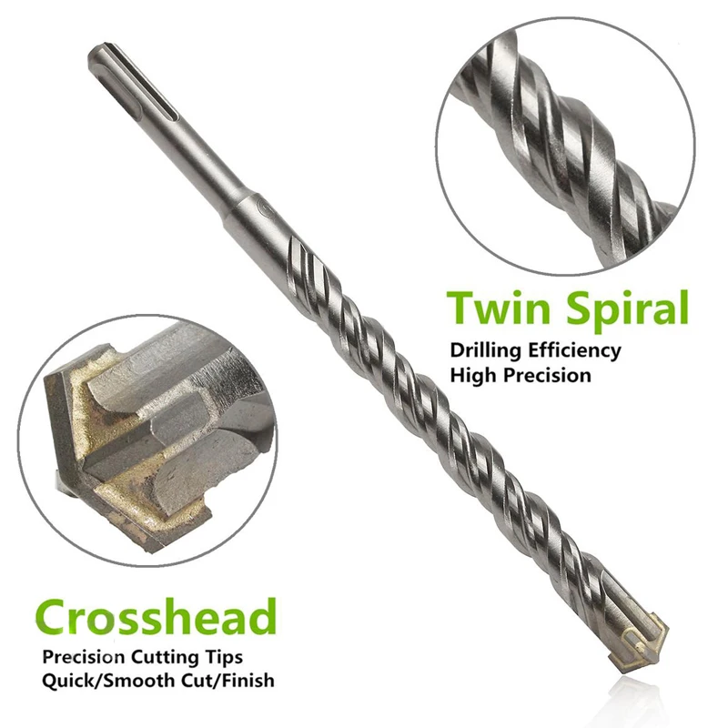 DWZ 210mm 6/8/10/12/14/16mm SDS Plus Crosshead Twin spiral Hammer Drill Bits