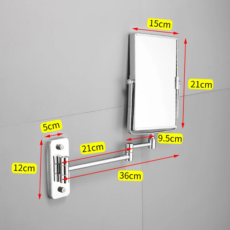 Зеркало для макияжа из нержавеющей стали Зеркало для ванной квадратное косметическое зеркало настенный двойной с удлиняемым кронштейном 2-Face зеркало увеличительное