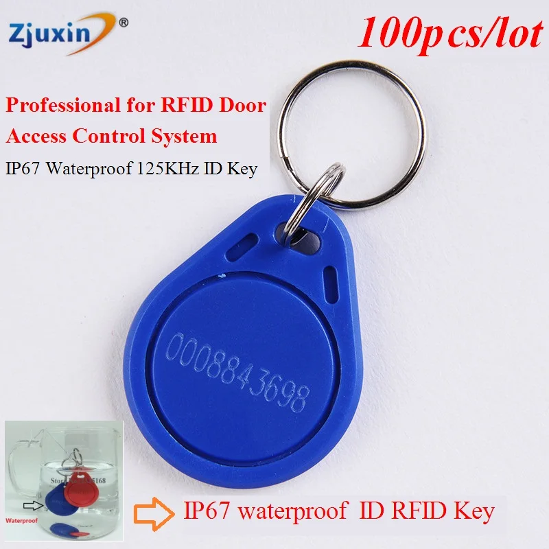 

100pcs/lot 125Khz RFID Kimlik anahtar kart Card TK4100 Chip Waterproof IP67 RFID ID karta-klucz fobs Ring for AccessControl