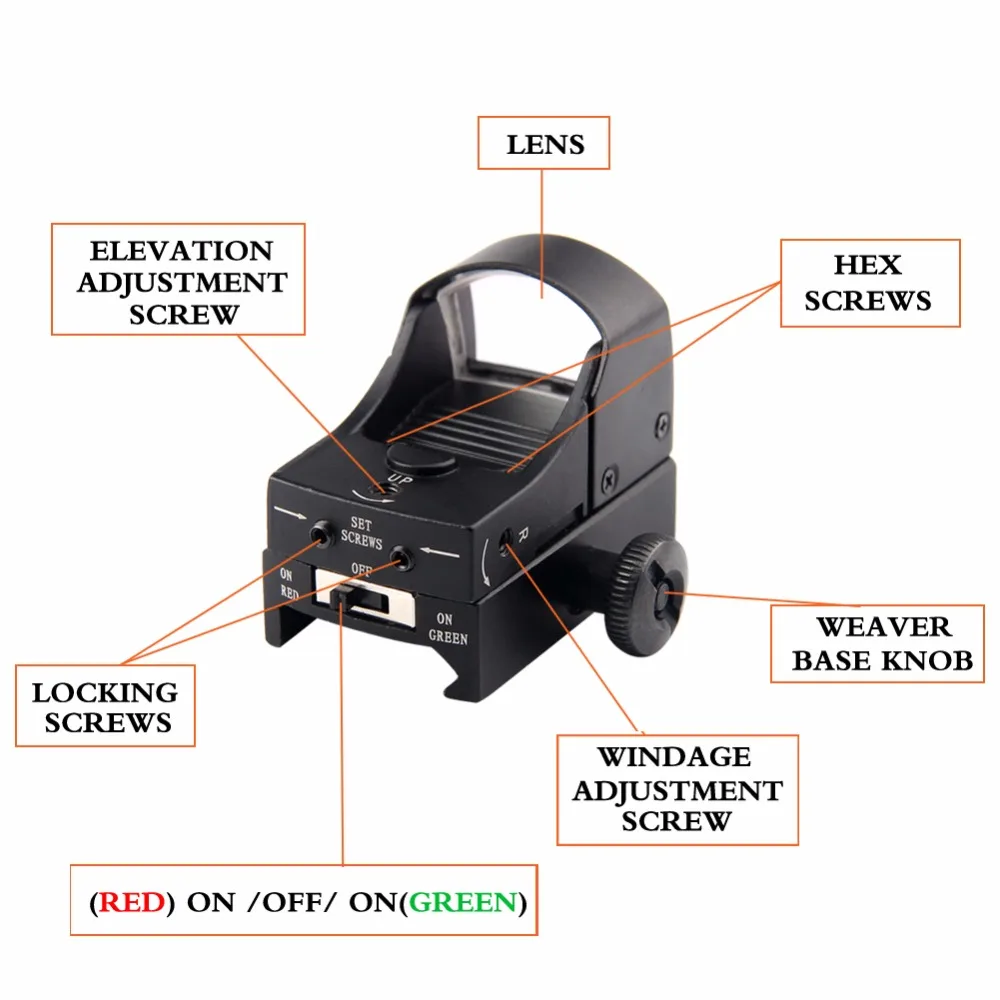 Hunting Mini Red Green Dot Scope Reflex Sight With OnOff Switch For Tactical Airsoft Shooting RL5-0006-10