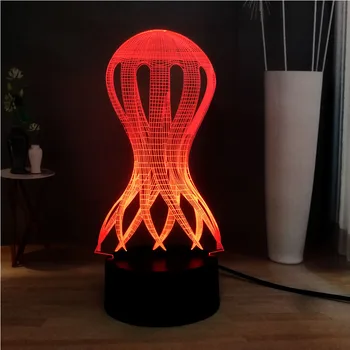 

Fun Acrylic 3D Geometric Devilfish Shape RGB Illusion LED DEC Baby sleep Lava USB Base Table Warm Night Light Holiday Kids Lamp