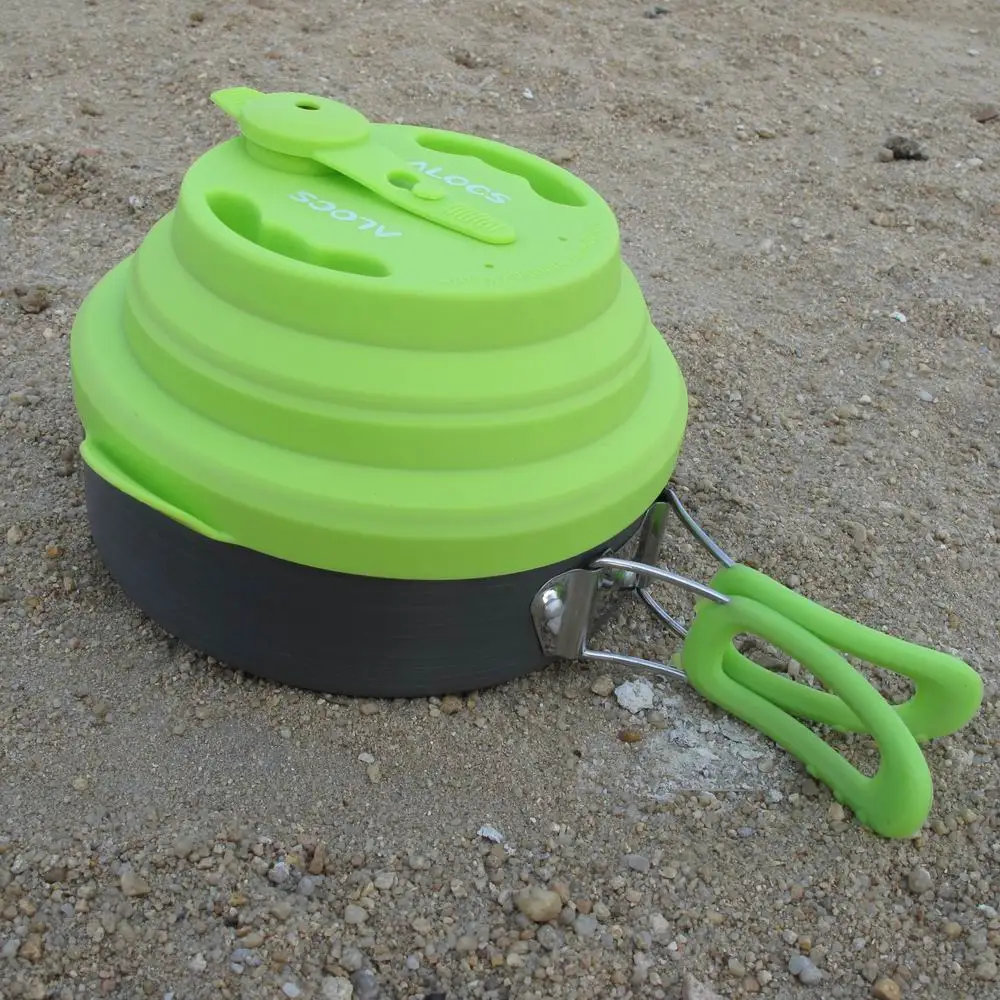 

Camping single pot Multifunctional wild pot single pot silicone whistling kettle