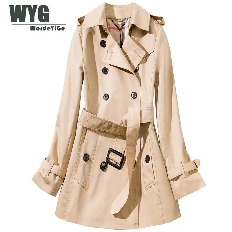 Womens Khaki Trench Coat 2018 Autumn New WYG England Style Double