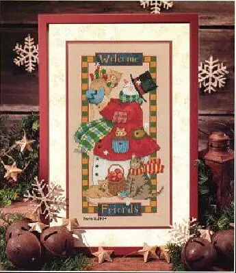 cs-2662 Cross Stitch Kit Frosty's Welcome Friends Snowman Snow Kitty Cat Kitten Cats dim 356 00356