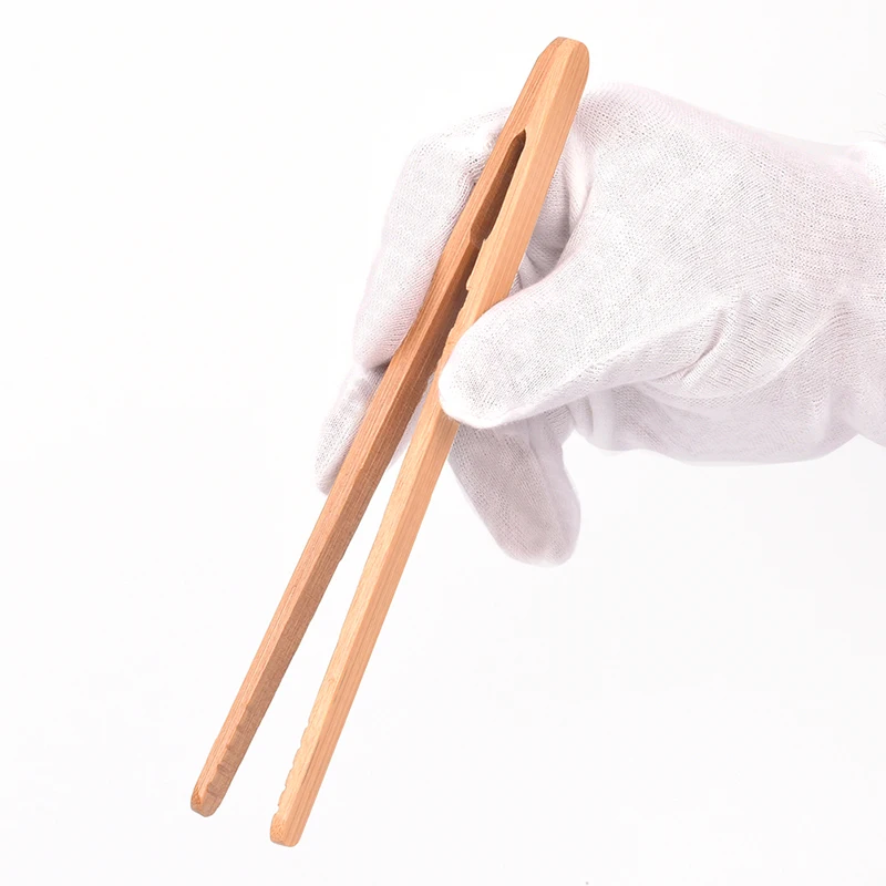 1PC Wooden Tea Tweezer Bacon Tea Clip Tongs Bamboo Kitchen Salad Food Toast