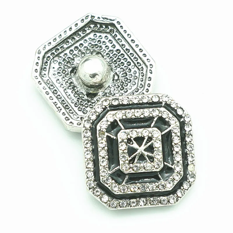 

Fashion beauty Square Rhinestone Cobweb 20MM metal snap buttons fit DIY 18mm snap jewelry wholesale KZ1505