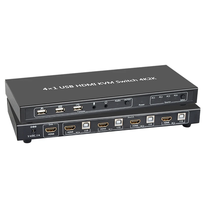 Kvm401 4 Ports Hdmi Usb 2.0 Kvm Switch With Hotkey 4k60hz Audio