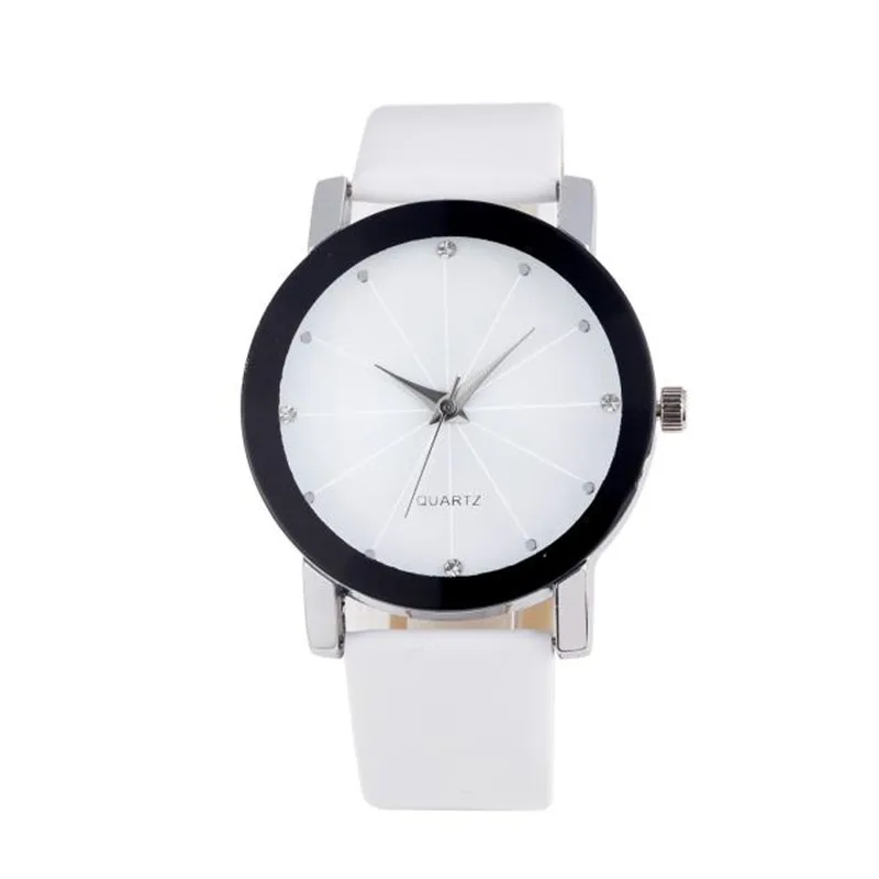 Новые фантастические часы, женские повседневные часы с кожаным ремешком, стразы, женские часы-браслет, кварцевые наручные часы, Montre Femme Reloj Mujer - Цвет: white