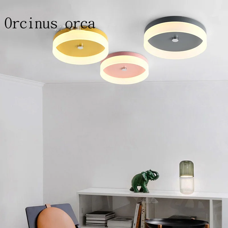 Nordic современный простой светодиодный светодиодные лампы круглый потолок гостиная детская комната лампа постмодерн творческий конфеты