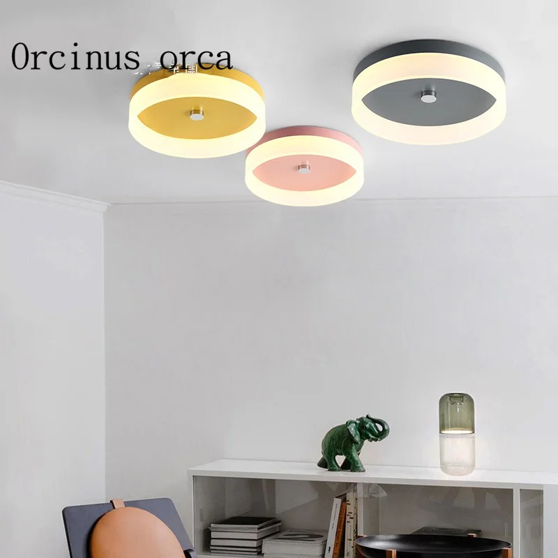 

Nordic modern simple color LED circular ceiling lamp living room children's room lamp postmodern creative candy ceiling lamp