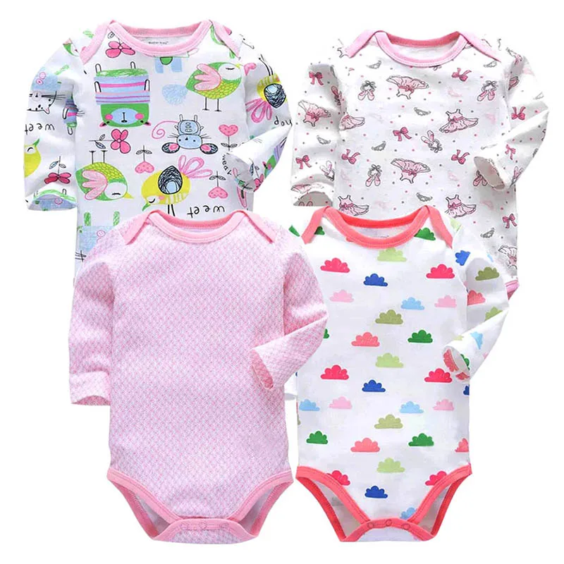 4 PCS/LOT Cotton Baby Bodysuits Unisex Infant Jumpsuit Fashion Baby