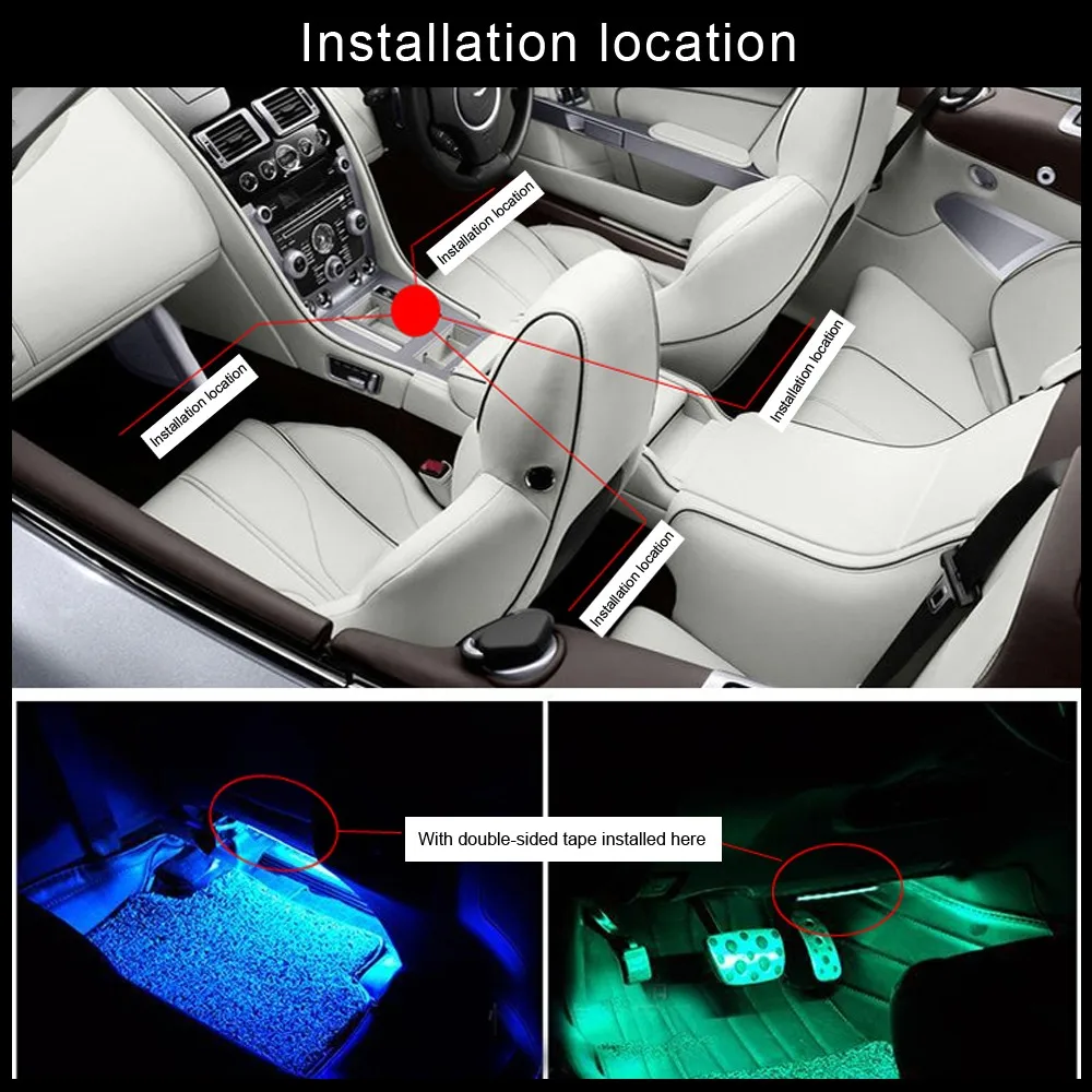 Car Interior Atmosphere Light RGB LED for volkswagen golf 4 bmw e39 opel corsa d mercedes w203 vw golf 5 skoda octavia