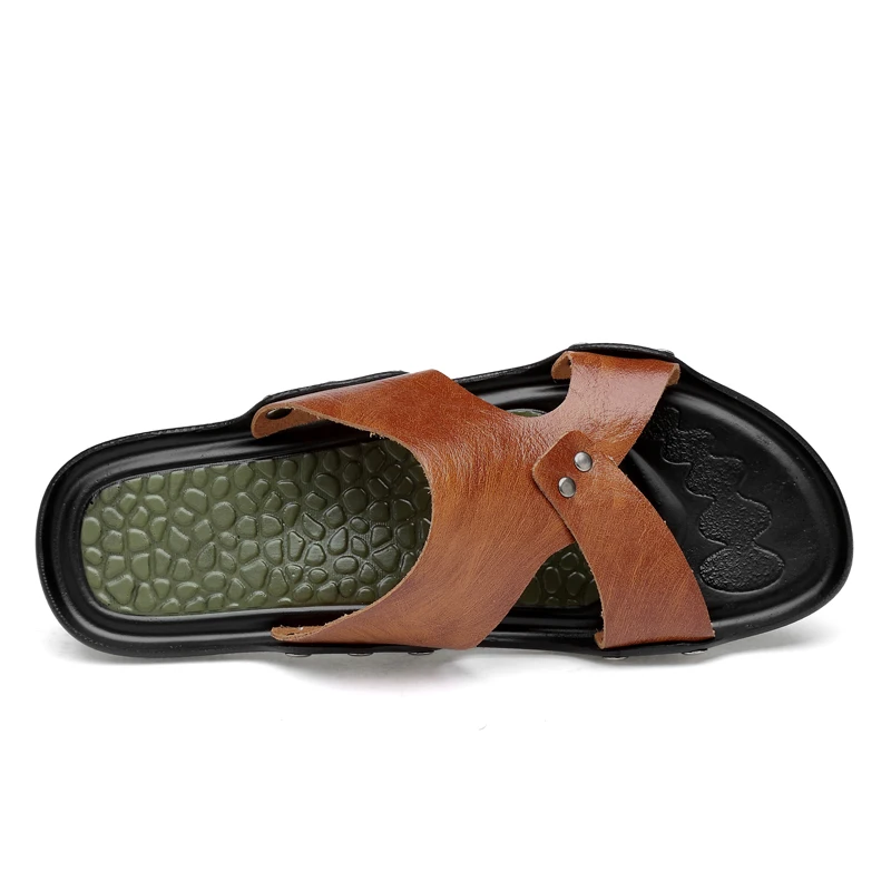 Männer Hausschuhe Lässig Leichte Indoor Outdoor Sommer Mann Sandalen Walking Braun Schwarz Männlichen Mode Weichen Leder Turnschuhe