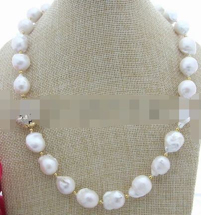 

Jew3111 Natural White Rebron Keshi Baroque Pearl Necklace AAA