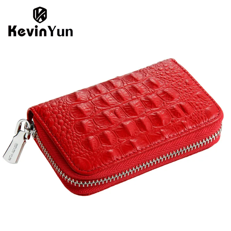 

KEVIN YUN designer brand fashion women credit card holder genuine leather small zipper female card case wallet