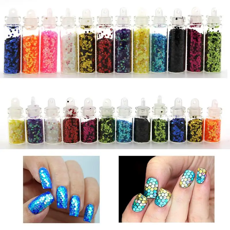 12 цветов/Много Блеск УФ лак для ногтей порошок Bling Блестки ремесло DIY стикер