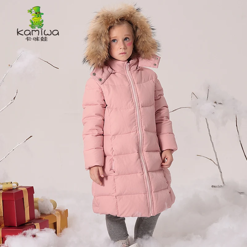 KAMIWA 2017 Long Girls Winter Coats And Jackets Outwear Warm Down Jacket Kids Girls Clothes Children