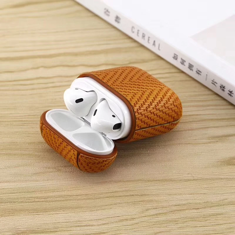Leather PU Bluetooth Headset Cover For Airpods Apple Protection Case Business Wireless Earphone Leather Box Earbuds Bag Leather PU Bluetooth Headset Cover For Airpods Apple Protection Case Business Wireless Earphone Leather Box Earbuds Bag