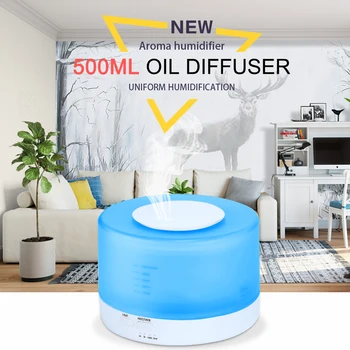 

VVPEC 500ml ultrasonic humidifier aroma diffuser air essential oil atomizer wood grain humidifier seven color LED lamp home
