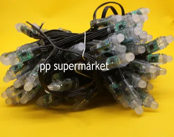 

18AWG wire 100pcs/string DC12V 12mm WS2811 addressable RGB led smart pixel node,with all BLACK wire,IP68 rated