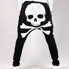 Одежда высшего качества Мода г. лето повседневное Скелет шаровары, штаны для бега свободные хип хоп Уличная low crotch спортивные штаны для мужчин pantalon homme