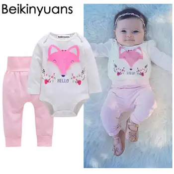 

Baby Boys Girls Clothes Casual Clothing Sets Baby Girls Fox Romper Tops+Leggings Pants 2Pcs Outfit Clothes Set Beikinyuans