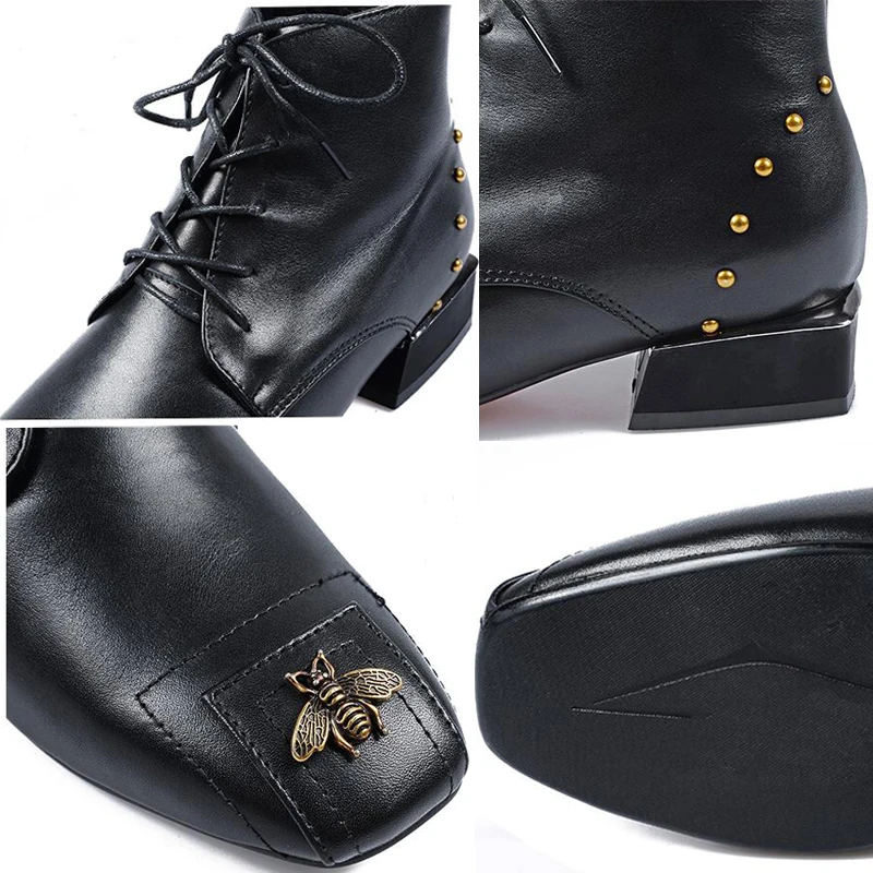 Женские ботильоны из натуральной кожи черные на плоской подошве aa0320|fashion booties|leather