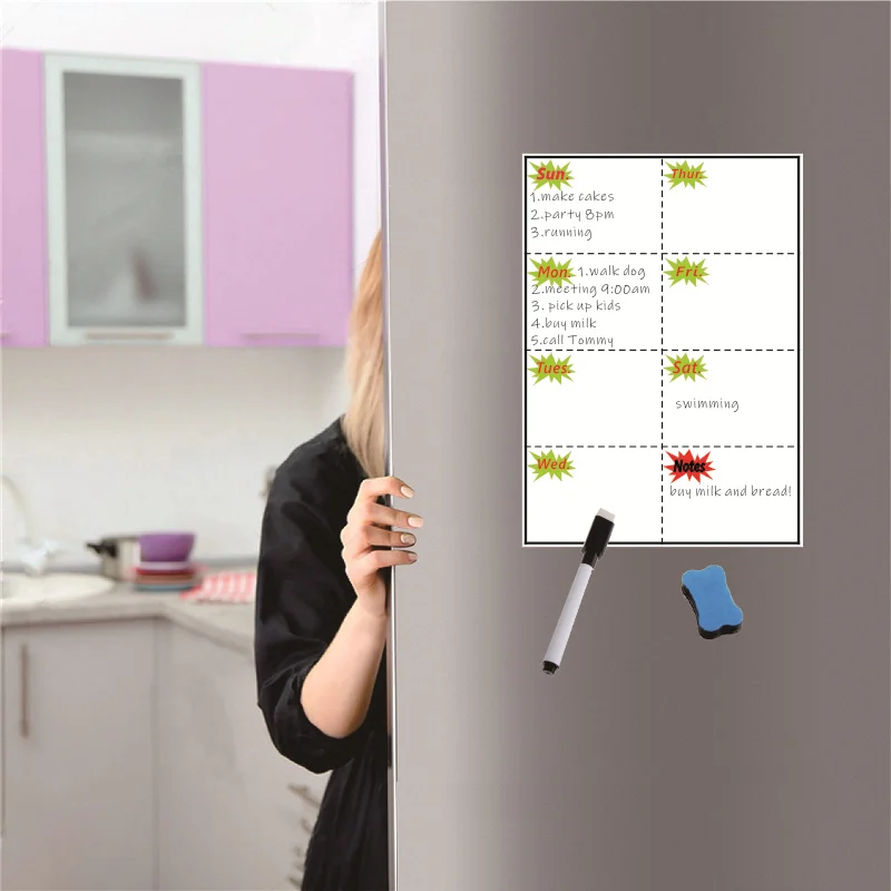 A4 магнитная доска меню для вытирания сухих салфеток для холодильника наклейка еженедельник список продуктов блокнот кухонный холодильник магнитная доска для записей