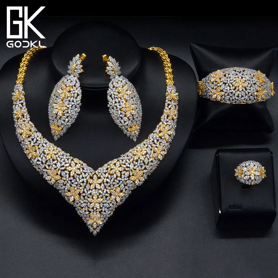 

GODKI Luxury Nigerian Jewelry sets For Women Cubic Zirconia Collar Design African Beads Jewelry Sets Indian bridal jewelry sets