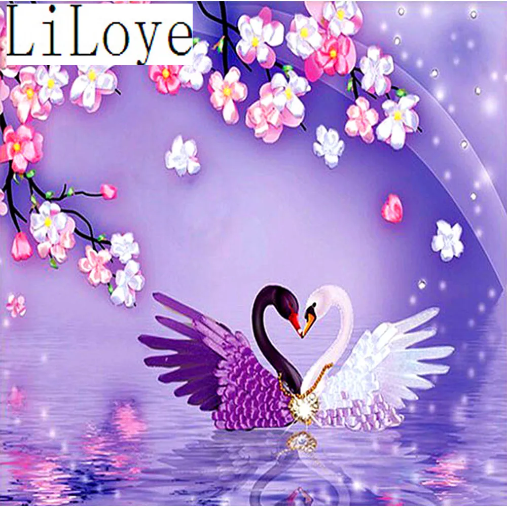 

LI LOYE Loving swan Diamond Painting Cross Stitch Diamond Embroidery 5D Diamond Mosaic Picture Rhinestones Full Gift Resin RT211