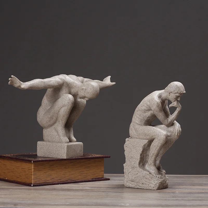 Rodin истончик статуя искусство Мужское реальная смола порошок литой комната